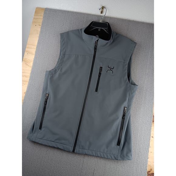 Hooey Soft Shell Vest Mens XL Gray Western Outdoors Cowboy Zip Pockets Insulated - Picture 4 of 13